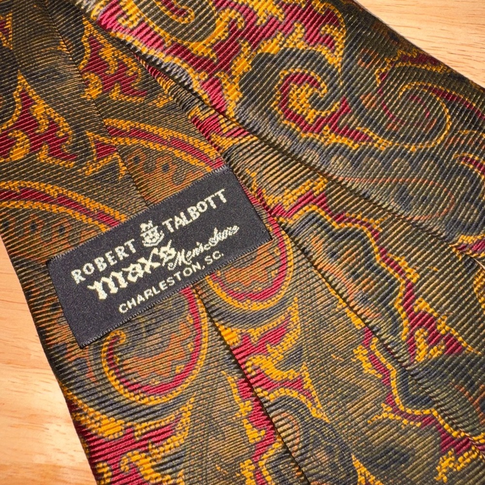 Robert Talbott Silk Tie Brown Red Gold Paisley Hand Sewn USA Ancient Madder - Picture 4 of 14
